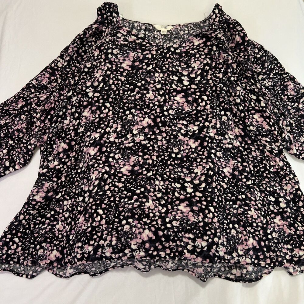 Watercolor Floral Blouse Short Sleeve, On/Off Shoulder, Size 4X Romantic